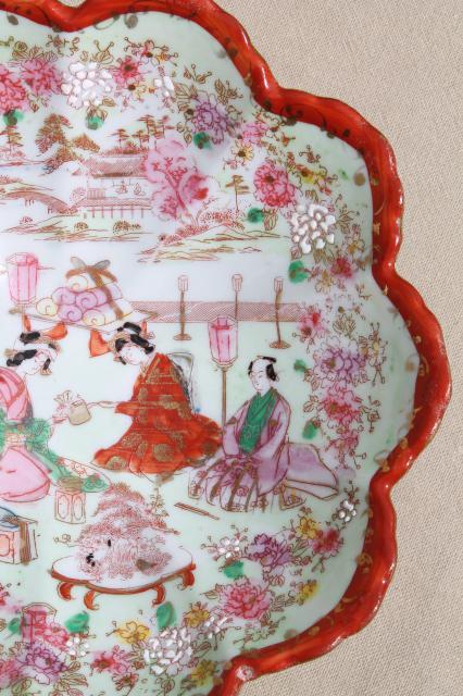 photo of Geisha girl hand-painted china, vintage Japan Geishaware porcelain fluted bowl #5