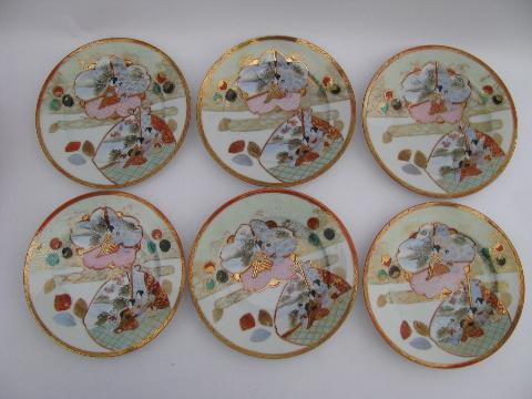 photo of Geisha girl pattern china, vintage hand-painted Japan - six salad plates #2