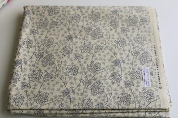 catalog photo of General Fabrics quilting weight cotton, demure girly floral print blue on natural color 