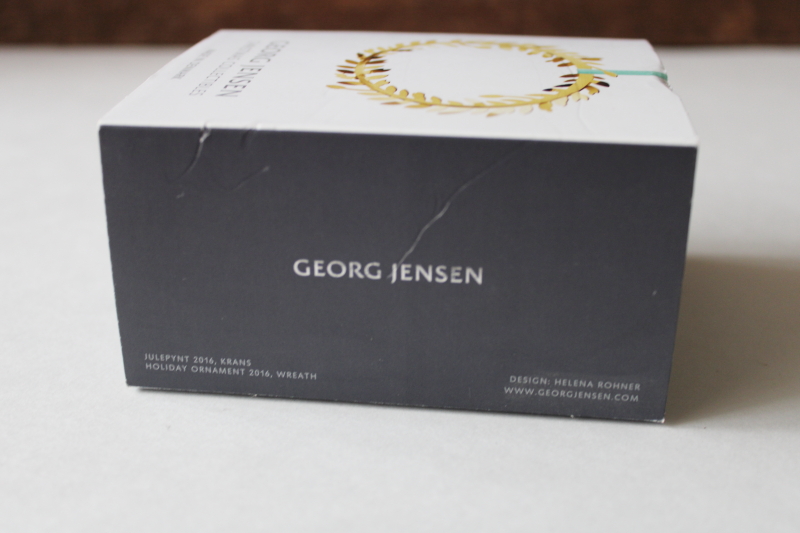 photo of Georg Jensen Denmark Christmas ornament in box, gold laurel wreath or crown #4