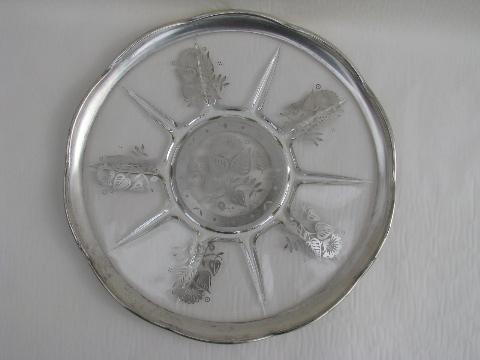 photo of Georges Briard, signed silver overlay divided plate, cocktail relish tray #1