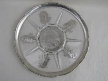 catalog photo of Georges Briard, signed silver overlay divided plate, cocktail relish tray