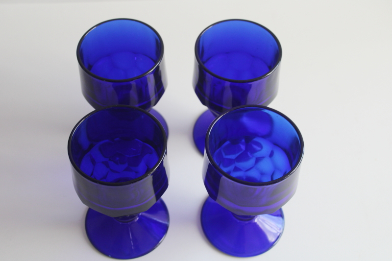 photo of Georgian pattern Viking glass cobalt blue water goblets set of 4 MCM vintage  #4