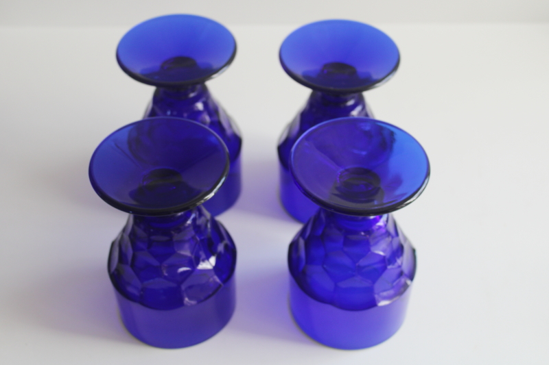 photo of Georgian pattern Viking glass cobalt blue water goblets set of 4 MCM vintage  #5