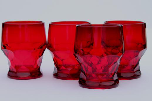 photo of Georgian pattern drinking glasses set, ruby red glass old-fashioned tumblers #1