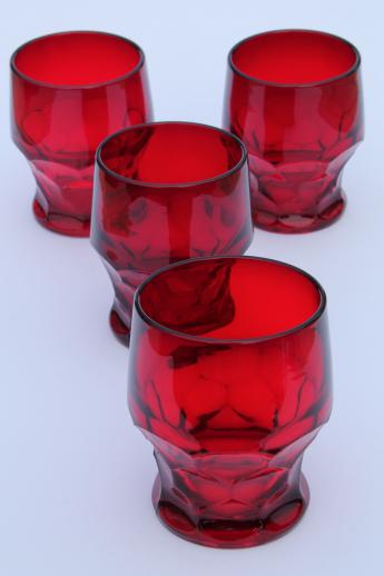 photo of Georgian pattern drinking glasses set, ruby red glass old-fashioned tumblers #5