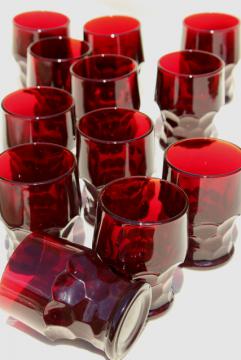 catalog photo of Georgian pattern glass tumblers, vintage Anchor Hocking royal ruby red glassware