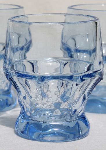 photo of Georgian pattern glass tumblers, vintage Cambridge moonlight blue glasses #2