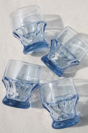 photo of Georgian pattern glass tumblers, vintage Cambridge moonlight blue glasses #4