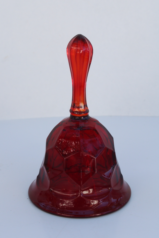 photo of Georgian pattern ruby red glass table bell, vintage Viking glass #1