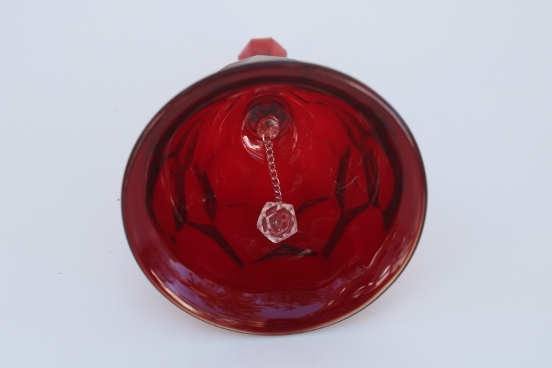 photo of Georgian pattern ruby red glass table bell, vintage Viking glass #3