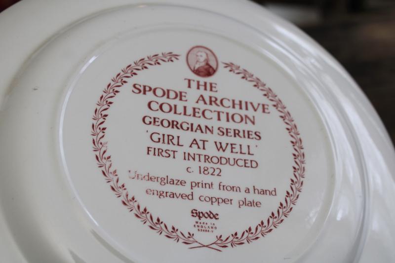 photo of Georgian series set of six Spode china dinner plates archive patterns cranberry red #3