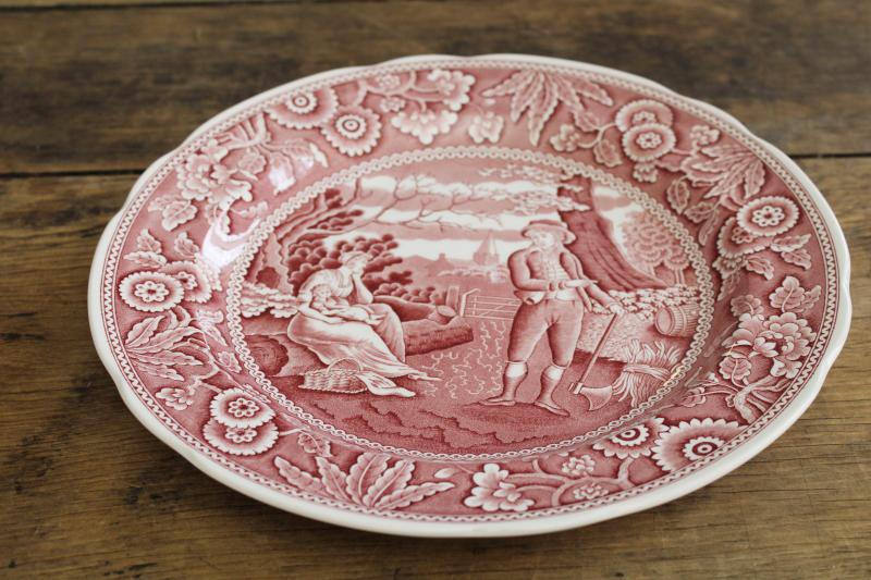 photo of Georgian series set of six Spode china dinner plates archive patterns cranberry red #4