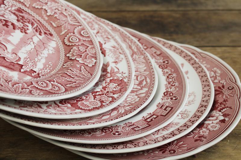 photo of Georgian series set of six Spode china dinner plates archive patterns cranberry red #6