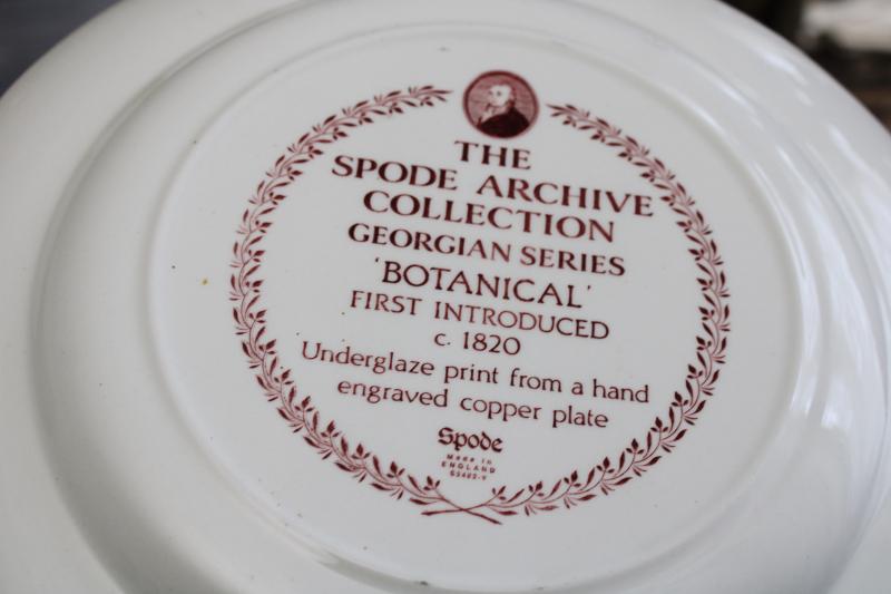 photo of Georgian series set of six Spode china dinner plates archive patterns cranberry red #8