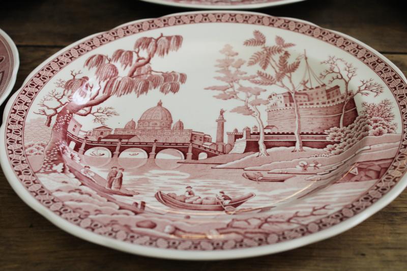 photo of Georgian series set of six Spode china dinner plates archive patterns cranberry red #9