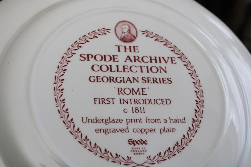 photo of Georgian series set of six Spode china dinner plates archive patterns cranberry red #10