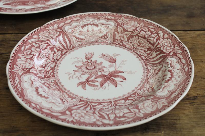 photo of Georgian series set of six Spode china dinner plates archive patterns cranberry red #13