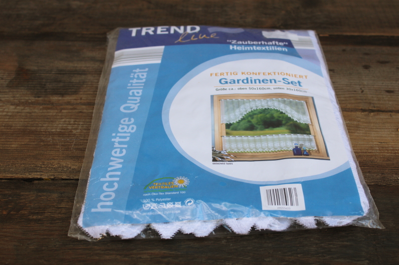 photo of German lace curtains one window valance & cafe panel new in package 90s vintage cottagecore  #1