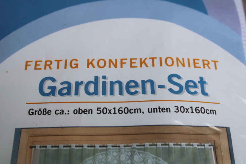 photo of German lace curtains one window valance & cafe panel new in package 90s vintage cottagecore #6