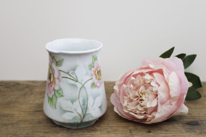 photo of Germany antique china vase or toothbrush holder, full blown roses Victorian vintage #1