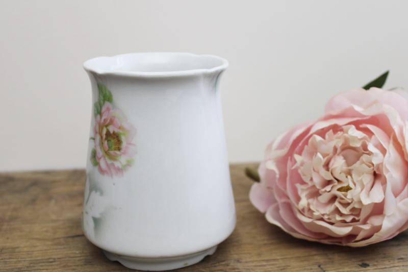 photo of Germany antique china vase or toothbrush holder, full blown roses Victorian vintage #3