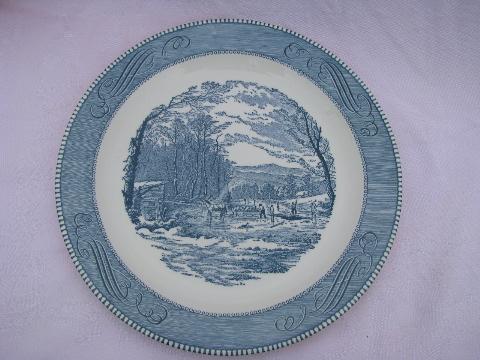 photo of Getting Ice vintage Currier and Ives china serving plate #1