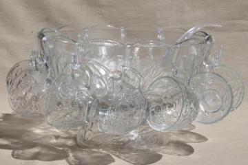 catalog photo of Gibson glass punch bowl & cups set, Concord harvest fruit pattern glass w/ cherries