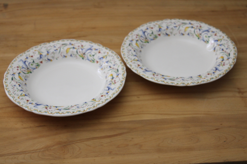 photo of Gien France Toscana pattern soup plates, lot of two large wide rim bowls new w/ labels #1