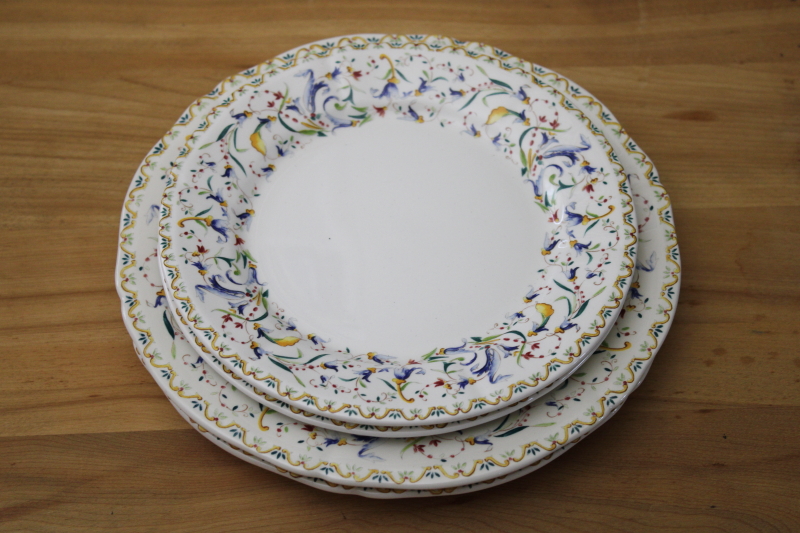 photo of Gien France Toscana pattern, two each salad & luncheon plates, new w/ labels set #1