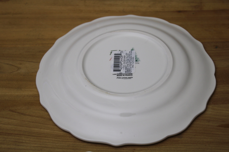 photo of Gien France ceramic plates, new with labels Christmas tree red border Filets Noel holiday dishes #5