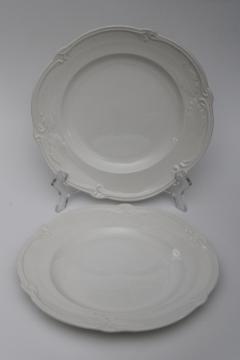 catalog photo of Gien France dessert plates, never used Rocaille embossed leaves pattern border