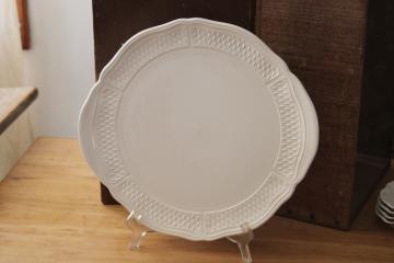 catalog photo of Gien France handled cake plate, never used Pont aux choux pattern cream color