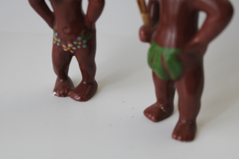 photo of Gilner California pottery mid century vintage ceramic arts figurines happy cannibals Hawaiiana #2