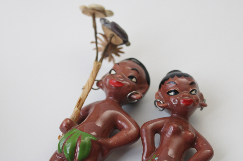 photo of Gilner California pottery mid century vintage ceramic arts figurines happy cannibals Hawaiiana #5