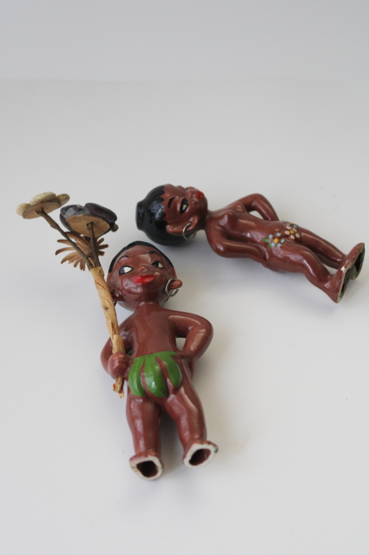 photo of Gilner California pottery mid century vintage ceramic arts figurines happy cannibals Hawaiiana #8