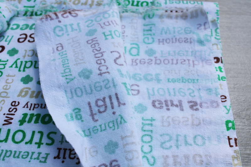 photo of Girl Scout words to live by cotton print fabric w/ GS emblem, sewing craft material #2