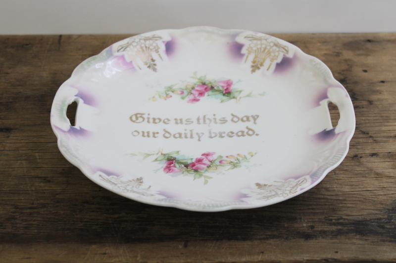 photo of Give Us This Day Our Daily Bread grace before meals plate, antique china early 1900s #4