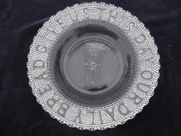 catalog photo of Give Us This Day Our Daily Bread, vintage pressed glass tray plate