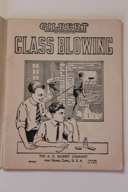 photo of Glass Blowing instruction book, antique Gilbert science kit booklet w/ steampunk vintage graphics #2