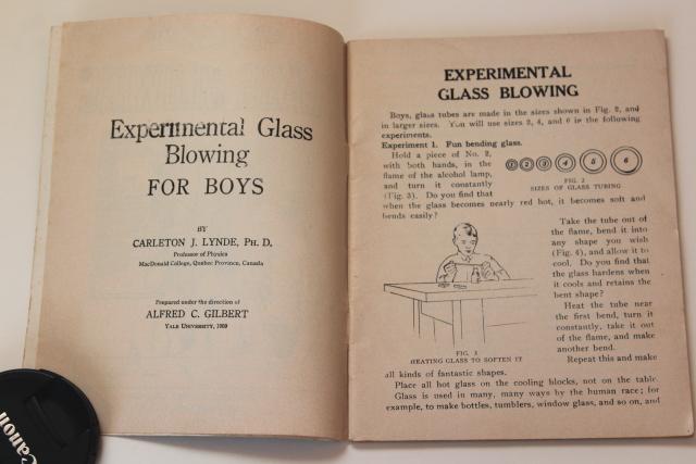 photo of Glass Blowing instruction book, antique Gilbert science kit booklet w/ steampunk vintage graphics #3
