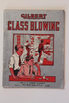 catalog photo of Glass Blowing instruction book, antique Gilbert science kit booklet w/ steampunk vintage graphics