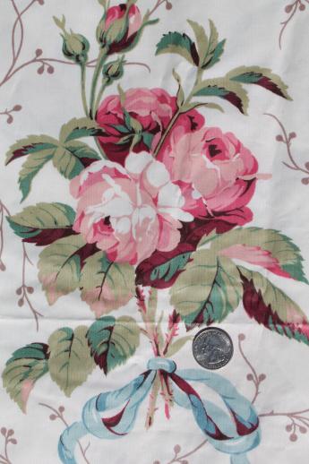 photo of Glencora rose floral chintz fabric, 90s vintage polished cotton 5 yds #2