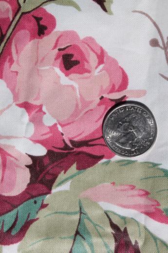 photo of Glencora rose floral chintz fabric, 90s vintage polished cotton 5 yds #3