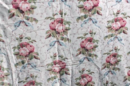 photo of Glencora rose floral chintz fabric, 90s vintage polished cotton 5 yds #6