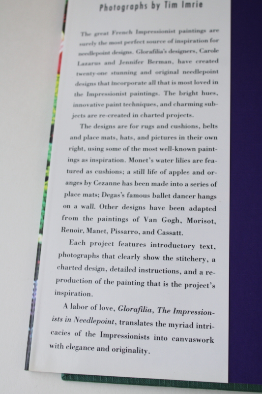 photo of Glorafilia Impressionist art in needlepoint, book of charted patterns designs  #2