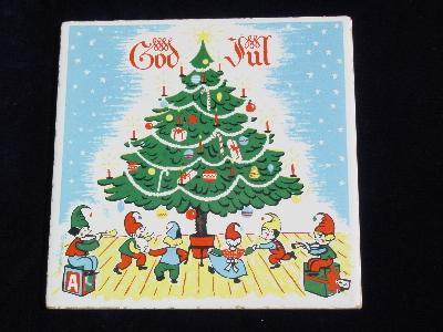 photo of God Jul Christmas tile trivet, Berggren rosemaling #1