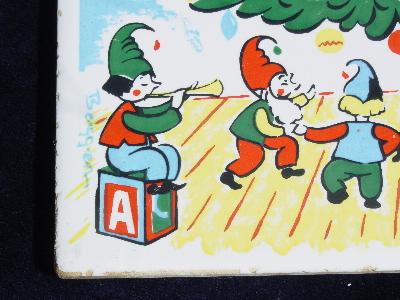 photo of God Jul Christmas tile trivet, Berggren rosemaling #2