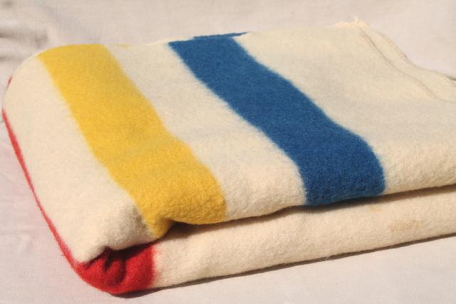 photo of Golden Dawn Hudson's Bay stripe blanket, unused vintage wool camp blanket #1