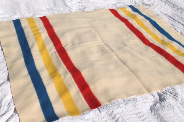 photo of Golden Dawn Hudson's Bay stripe blanket, unused vintage wool camp blanket #3